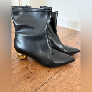 a new day Black Heeled Boots with Gold Accent